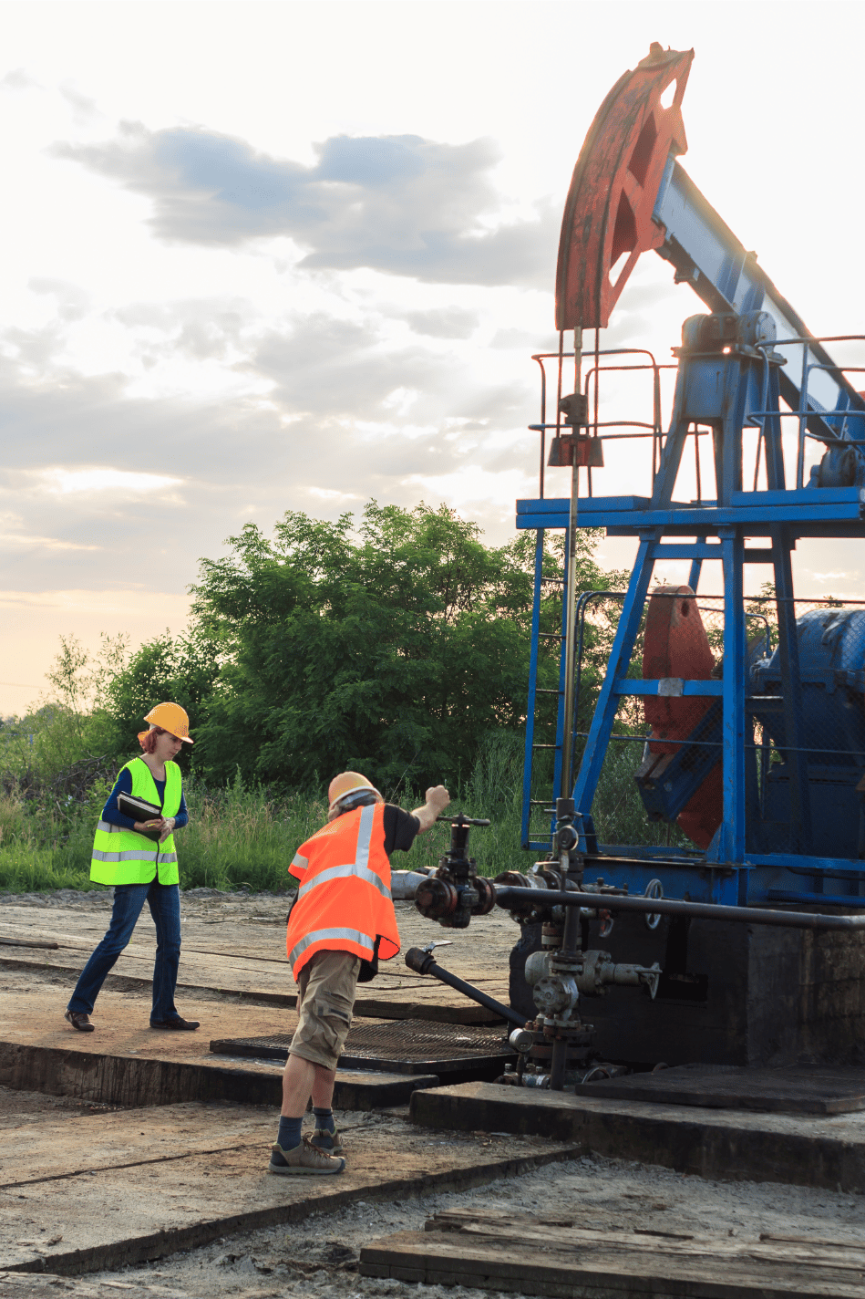 oil field engineers working