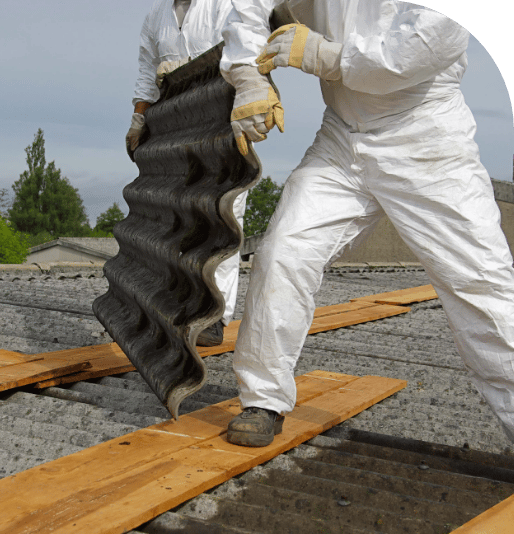workers holding asbestos
