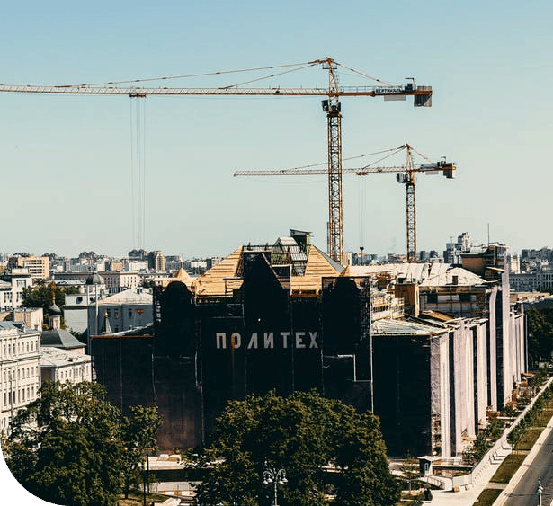 a large crane on a Los Angeles construction site