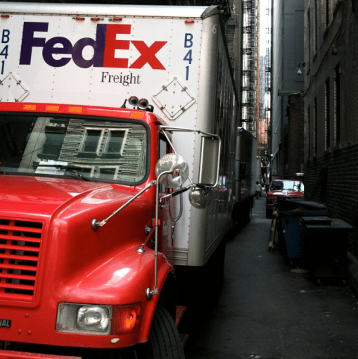 a parked fedex truck