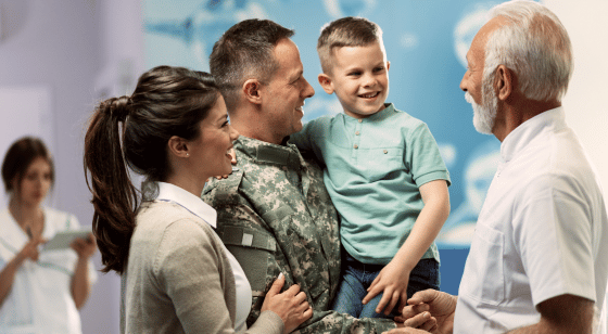 soldier with family