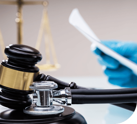 a gavel and stethoscope