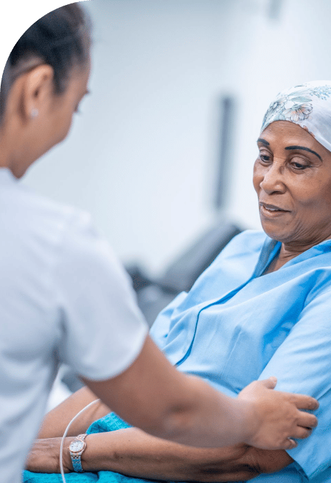 a nurse caring for an elderly woman