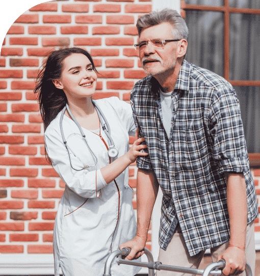 a doctor helping a retired veteran