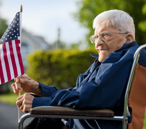WWII Veteran in wheelchair