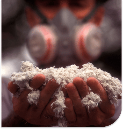 a person holding asbestos