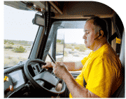 truck driver pressing phone