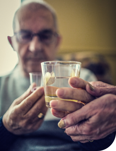 a patient getting pills