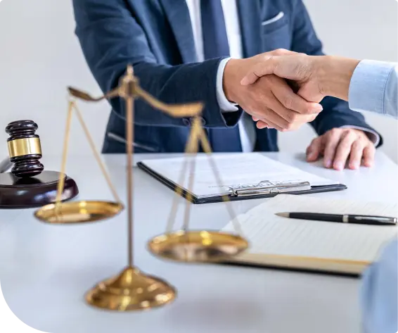 Client and attorney handshake