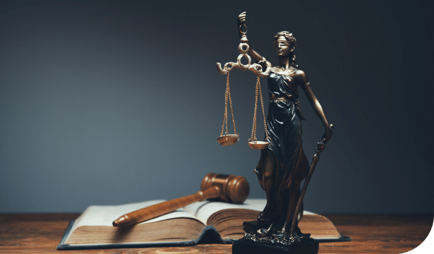 Gavel and Justice statue