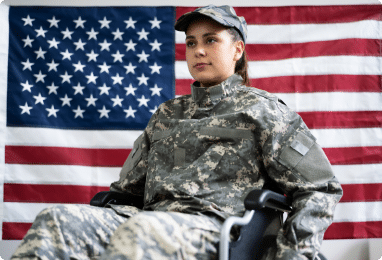soldier on a wheel chair