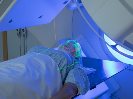 Patient receiving radiation therapy treatment