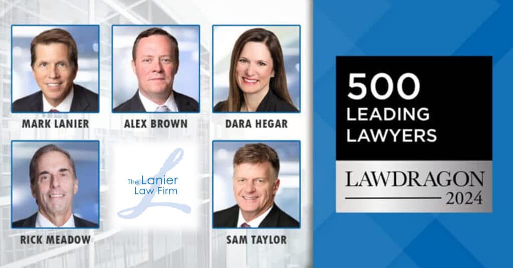 Box of attorney photos with Lawdragon's 500 Leading Lawyers 2024 official badge