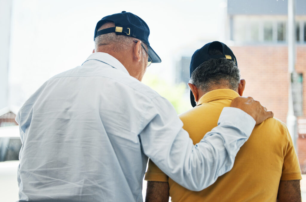 military veterans supporting each other in conversation