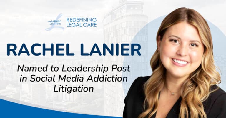 Headshot of Rachel Lanier next to the Lanier Law Firm logo