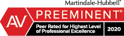 2020 AV Preeminent by Martindale-Hubbell, Peer Rated for Highest Level of Professional Excellence official badge