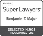 Benjamin T. Major's official badge of Rated By Super Lawyers, Selected in 2024 Thomson Reuters