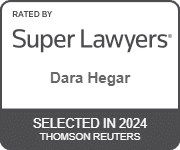 Dara Hegar's official badge of Rated By Super Lawyers, Selected in 2024 Thomson Reuters