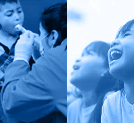 Doctor and children in underdeveloped communities