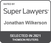 Jonathan Wilkerson's official badge of Rated By Super Lawyers, Selected in 2021 Thomson Reuters