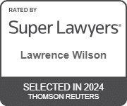 Lawrence Wilson's official badge of Rated By Super Lawyers, Selected in 2024 Thomson Reuters