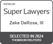 Zeke DeRose's official badge of Rated By Super Lawyers, Selected in 2024 Thomson Reuters