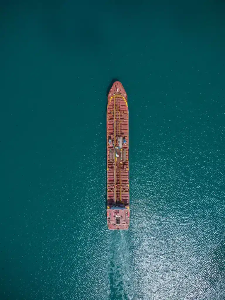 Cargo ship viewed from above