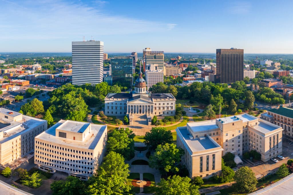 Panoramic skyline of downtown Columbia, South Carolina, USA