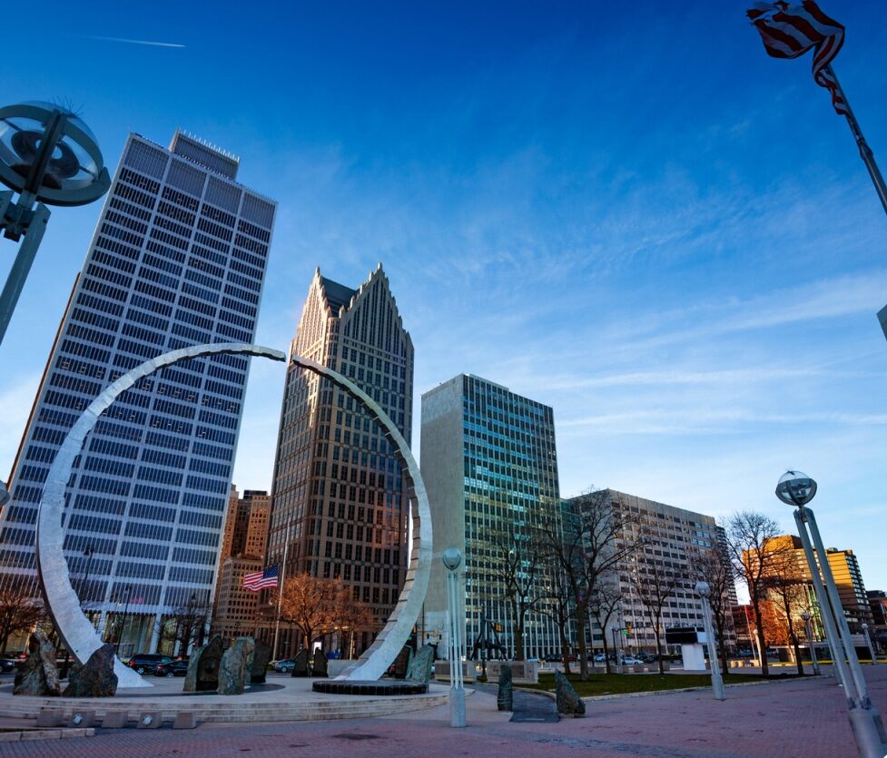 Transcending arch monument in Detroit, Michigan
