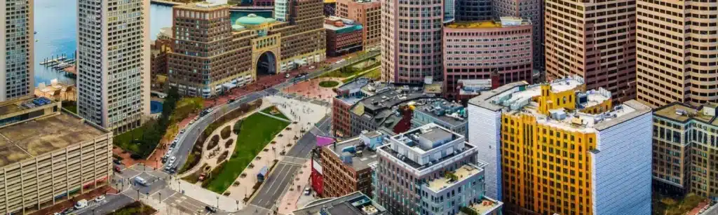 Boston city, Massachusetts areal view