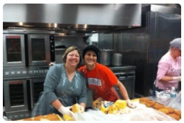 Lanier Law Firm attorney helping in the Houston Food Bank kitchen