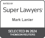 Mark Lanier's official badge of Rated By Super Lawyers, Selected in 2024 Thomson Reuters