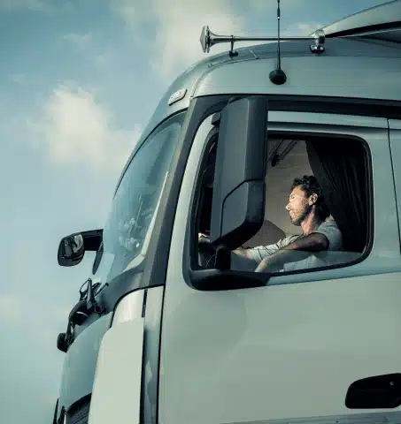 Truck driver inside truck