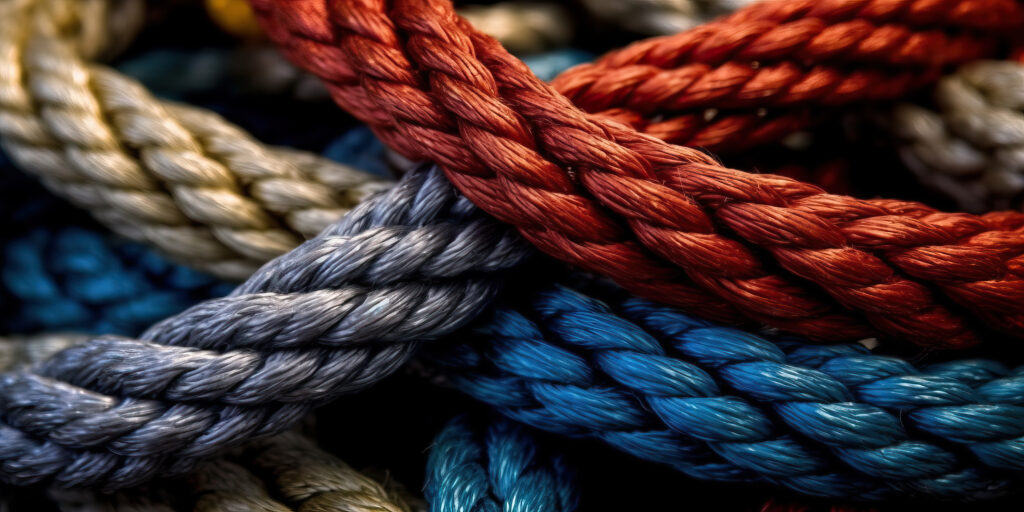 Ropes representing braided asbestos produced by John Crane