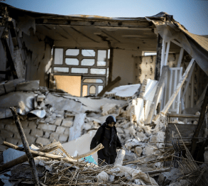 Rubble of a damaged house