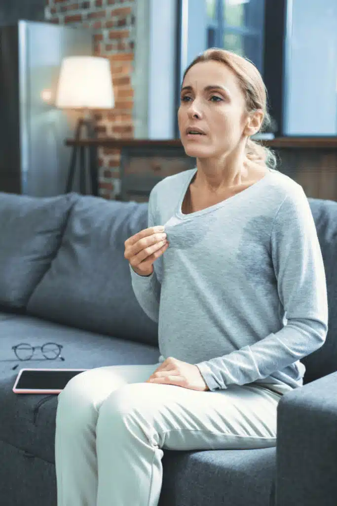 Woman having symptoms of menopause
