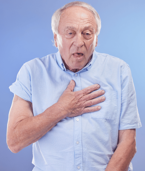 Elderly Man Coughing From Asbestos-Related Illness