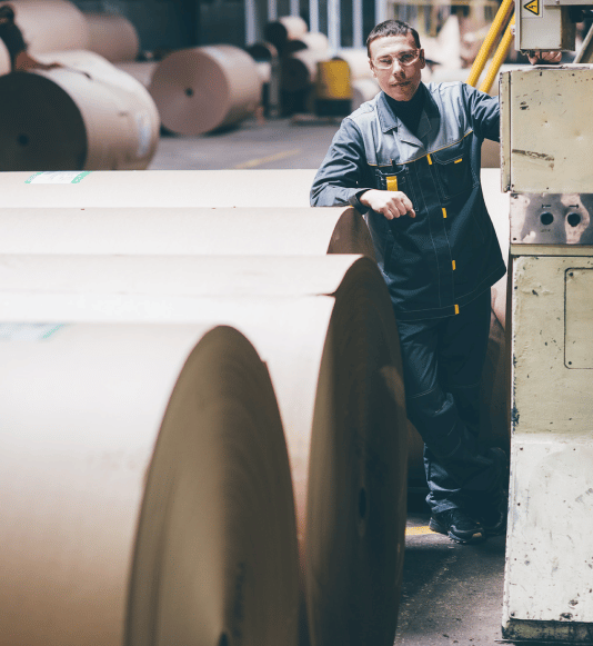 Worker at a manufacturing plant at risk of asbestos exposure and mesothelioma