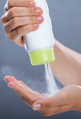 Hands Holding Talc Powder Made With Asbestos