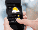Smartphone with weather app open