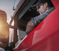 Truck driver with sunglasses