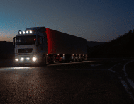 Truck driving at night