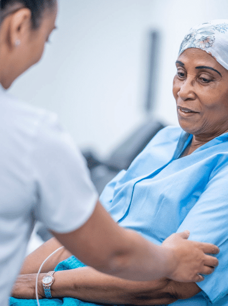 Female patient getting chemotherapy