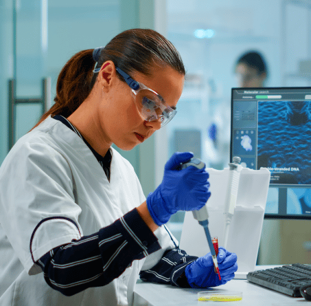 Female doctor in a test lab
