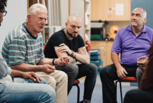 Three men in a support group