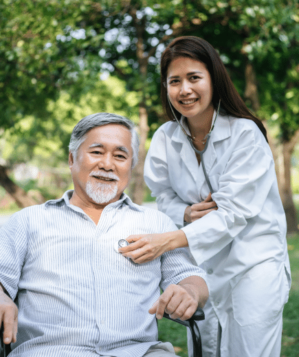 Caregiver with patient