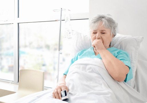 Woman in hospital bed