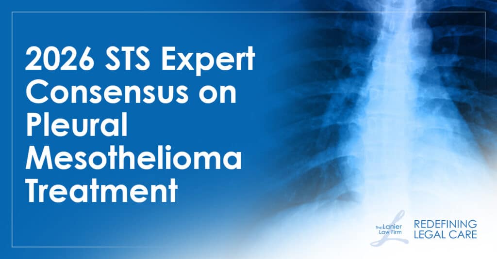 Image of a chest x-ray next to the words 2026 STS Expert Consensus on Pleural Mesothelioma Treatment