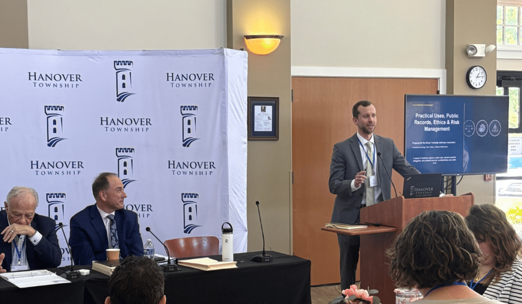 James Campbell with his presentation in a room full of attorneys at the 2026 Illinois Township Attorneys Association