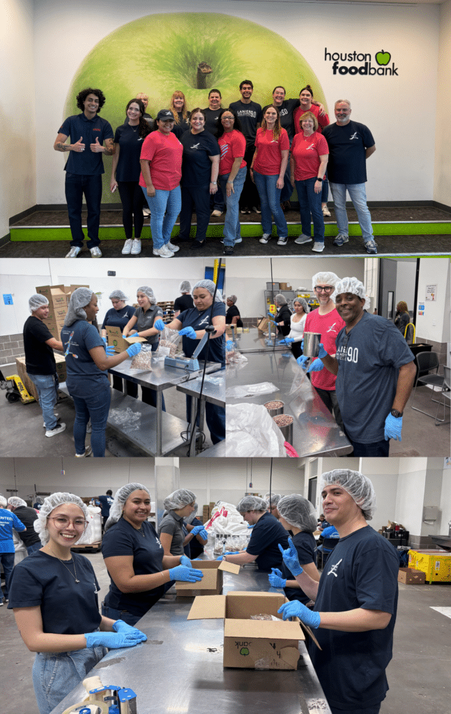 The Lanier Law Firm team preparing meals at the Houston Food Bank's Food from the Bar event